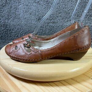 Pikolinos Jerez Loafer Womens Size 9 Brown Leather Wedge Heel Slip On Shoe Spain